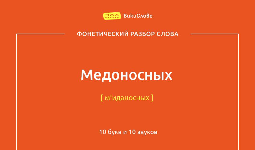 Фонетический разбор слова медоносных